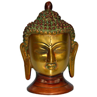 DronaCraft Buddhist Buddha Head Brass Statue