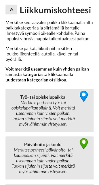 Kuvakaappaus liikkumiskyselystä