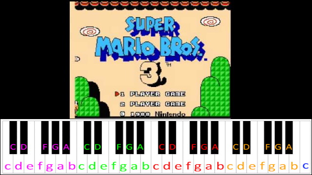 Overworld Theme (Super Mario Bros. 3) Piano / Keyboard Easy Letter Notes for Beginners