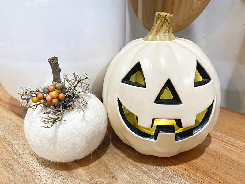 White Felted Wool Repurposed Pumpkins