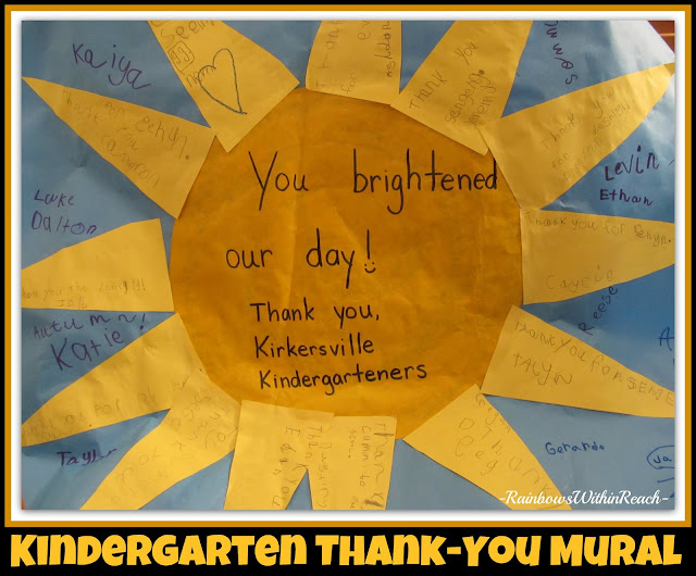 photo of: Kindergarten Thank You Mural of Handwritten Gratitude