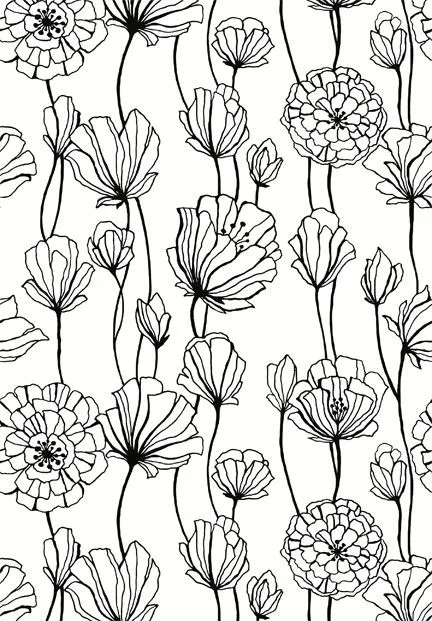 Flora Vine black and white floral print