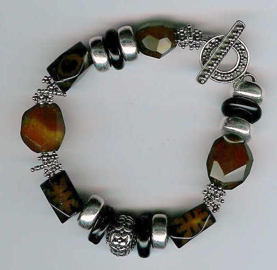 92. Agate, Cinnabar, Onyx with Bali Sterling Silver