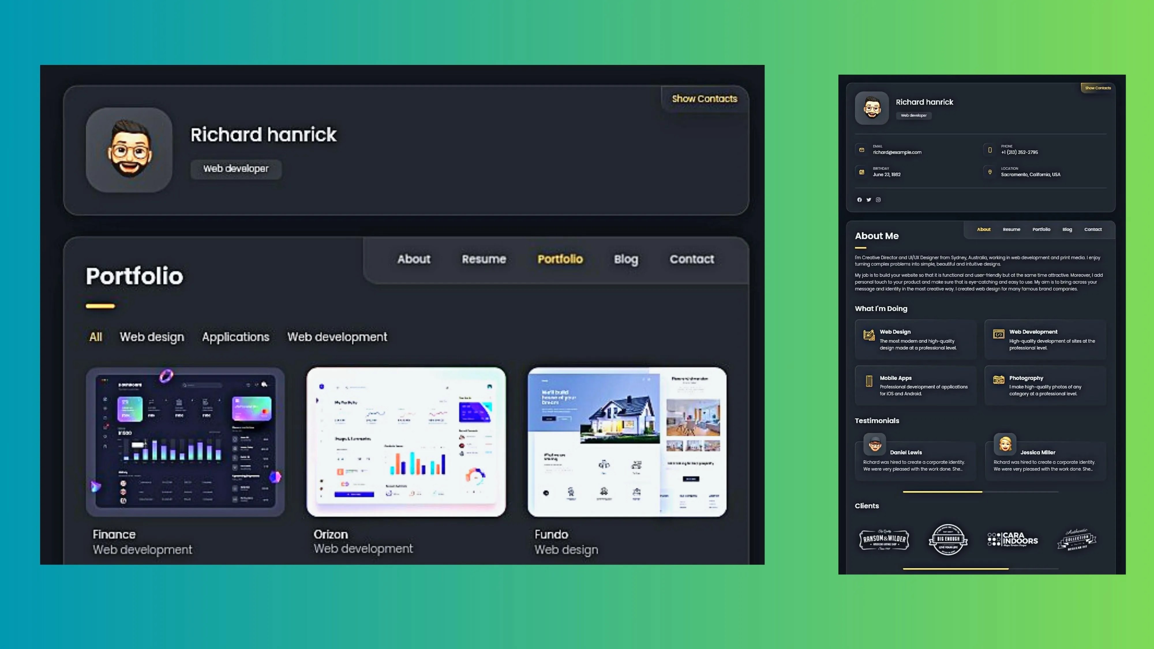 vCard Personal Portfolio Blogger HTML Template Free Download