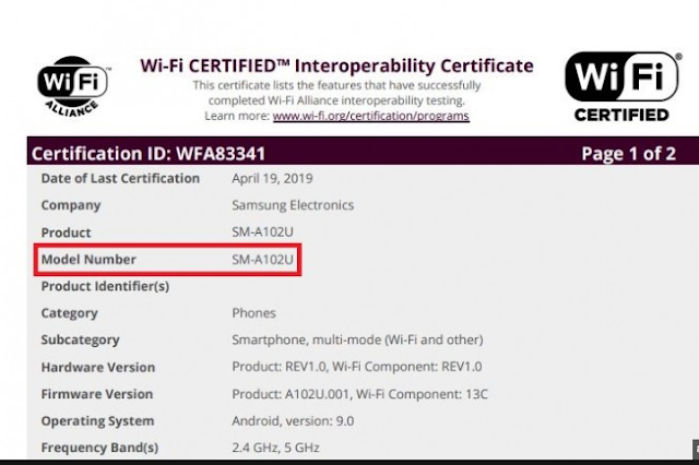 Incoming Samsung Galaxy A10e revealed by Wi-Fi certification 