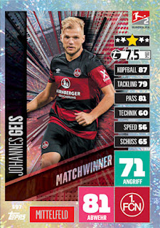 Topps Match Attax Bundesliga Extra 2020-2021 1.FC Nürnberg Set