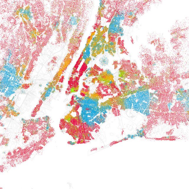 new york map of cities. A Race-Colored Map of New York