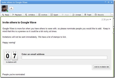 Google wave invite