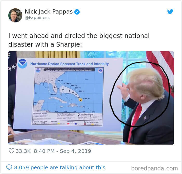 Trump Showed An Outdated Hurricane Dorian Map With Alabama Circled With Sharpie And Inspired 30 Epic Memes