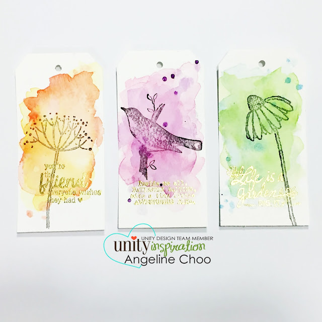 ScrappyScrappy: Watercolor tags #unitystampco #scrappyscrappy #gansaitambi #watercolor #tags #stamp