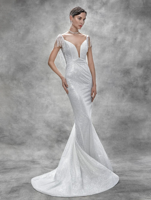 VICTORIA KYRIAKIDES collection-wedding dress-fringe trend-Orion-weddings by KMich- Philadelphia PA
