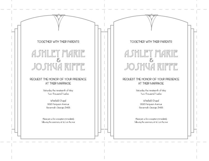 I was recently inspired to make an Art Deco wedding invitation template