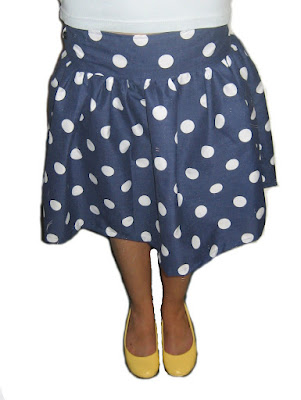 Blue polka dot skirt