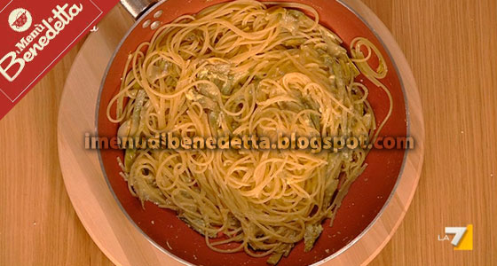 Carbonara di Carciofi e Carpaccio Scottato di Benedetta Parodi