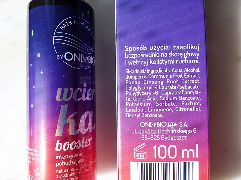 Hair in Balance by ONLYBIO Wcierka booster intensywnie pobudzająca skład inci ingredients