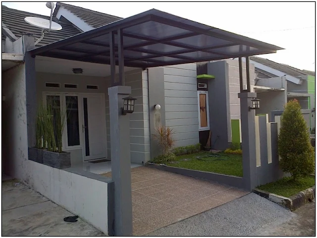 Desain carport dengan atap polikarbonat, Model carport terbaru, model carport depan rumah, desain lantai carport