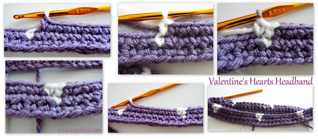 free crochet patterns, how to crochet, headbands, headwear, hearts, tapestry crochet,