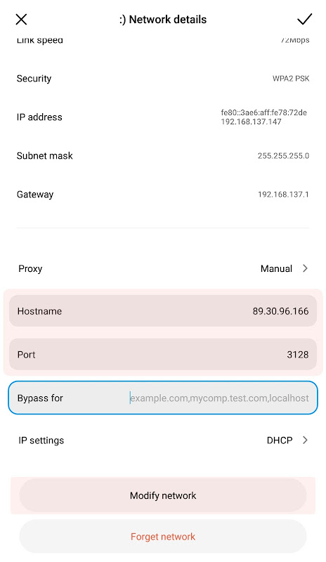 Contentisi - WiFi Proxy Setting