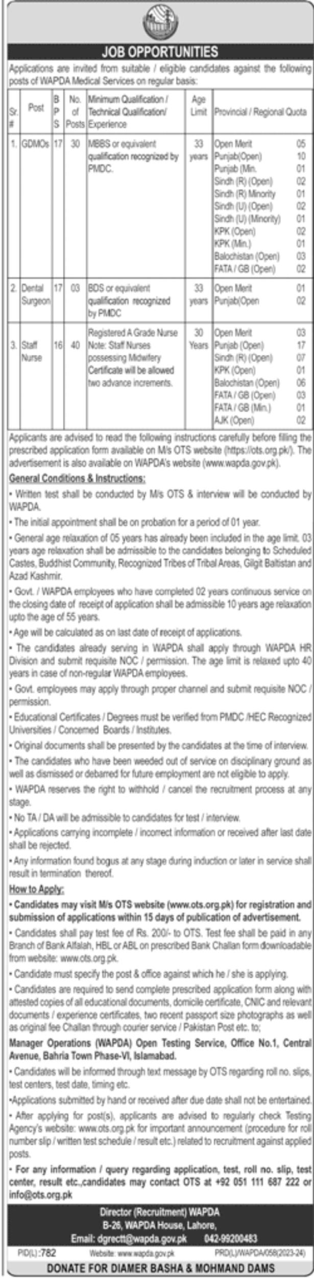 Latest WAPDA Jobs in Pakistan