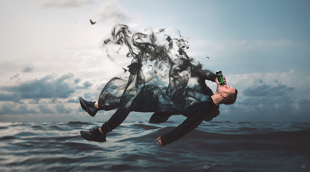 Photoshop Manipulation Tutorial: Floating Man With Smoke Over The Sea