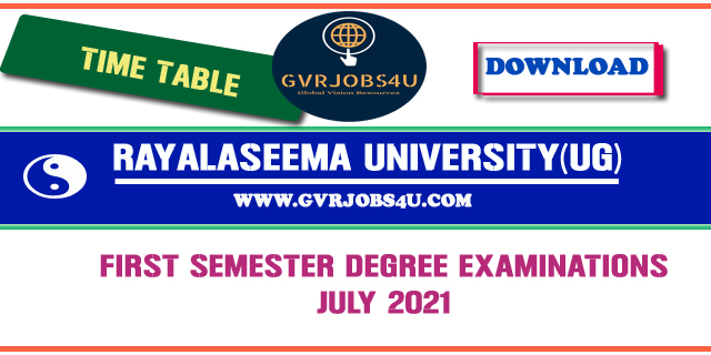 Rayalaseema University (UG) : I Semester Degree Examination Time Table -July 2021