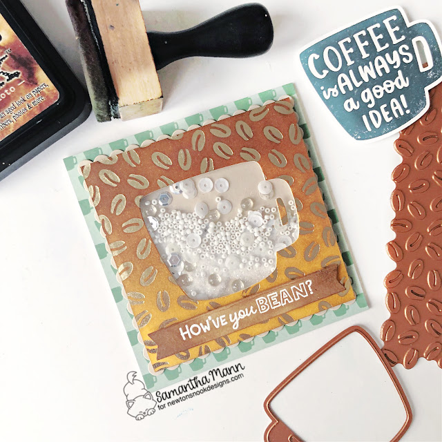 Coffee Card by Samantha Mann | Coffee Mug Hot Foil Plate & Die, Coffee Bean Hot Foil Plate, Banner Duo Die Set, and Coffee House Stories Paper Pad by Newton's Nook Designs