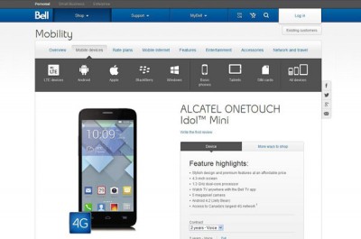 Alcatel Luncurkan OneTouch Idol Mini