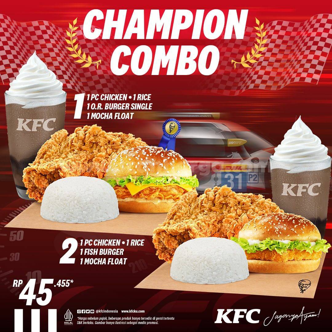 PROMO KFC CHAMPION COMBO – HARGA PAKET MENU Cuma Rp. 45.455*