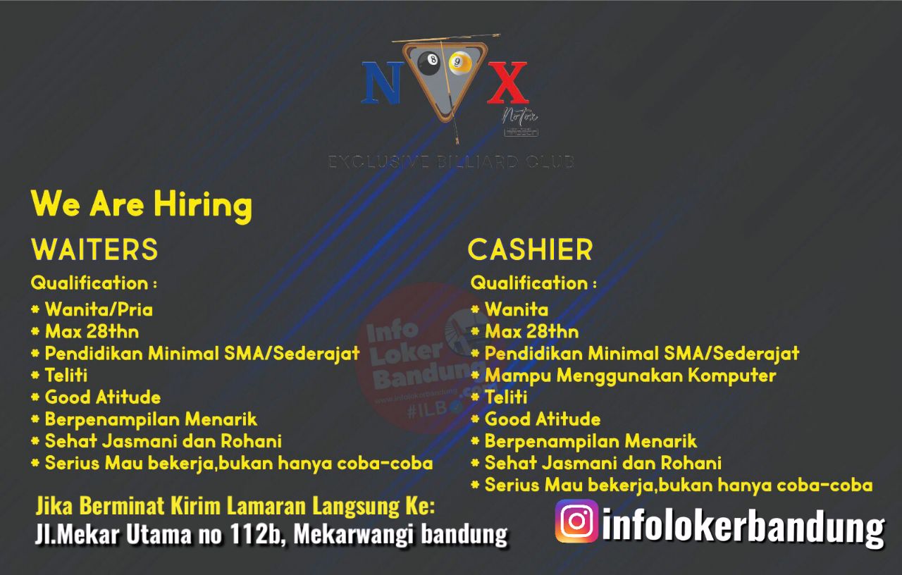 Lowongan Kerja Notox Exclusive Billiard Club Bandung April 2024