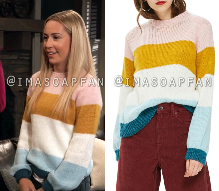 Josslyn Jacks, Eden McCoy, Multicolored Striped Sweater, General Hospital, GH