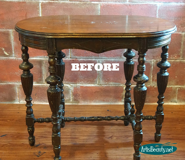 before 6 leg spindle oval library table makeover eclectic diy do it yourself before and after general finishes 