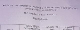 B.E PART TIME – College Fee | ME (Regular) II Year 2022 – 23 College Fee - PDF