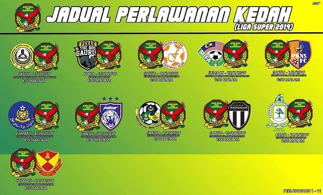 Jadual Perlawanan Kedah Liga Super 2019 - MY INFO SUKAN