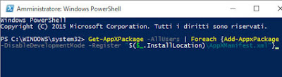 Errore critico windows 10 get-appxpackage