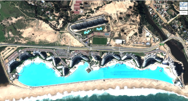 Chile, San Alfonso del Mar Resort-World's Largest Pool - Arial view