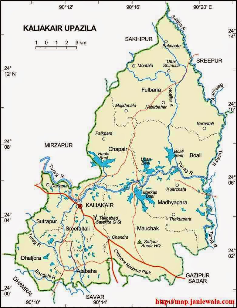 kaliakair sadar upazila map of bangladesh