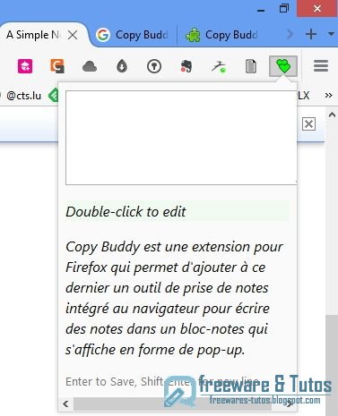 Copy Buddy : un outil de prise de notes intégré à Firefox