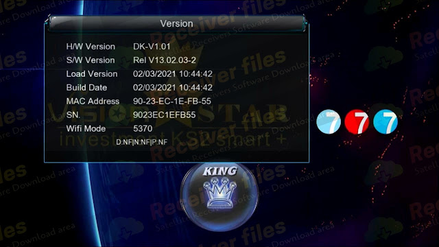 VISION STAR777 KING PLUS 1507G 1G 8M V13.02.03 DK-V1.01 NEW SOFTWARE 03-02-2021