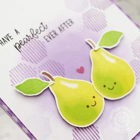 Sunny Studio Stamps: Fruit Cocktail Quilted Hexagons Pearfect Ever After Card by Lexa Levana