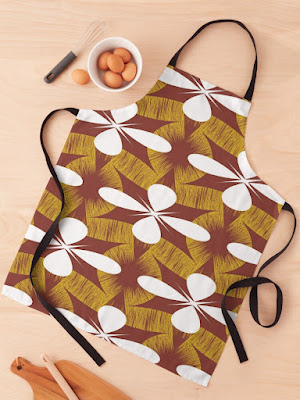 Red, Yellow, and White Seamless Floral Pattern Apron