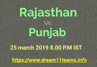 Rajasthan  vs  Punjab Dream 11 Team