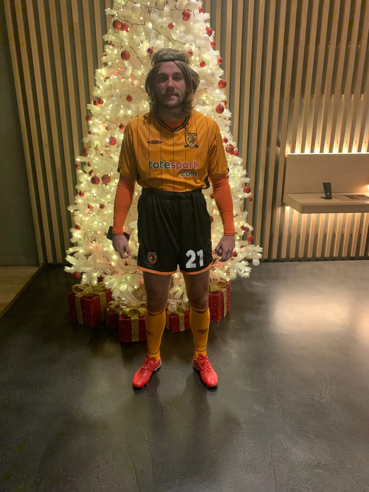 Oldham player hilariously dresses up as Jimmy Bullard for Christmas party