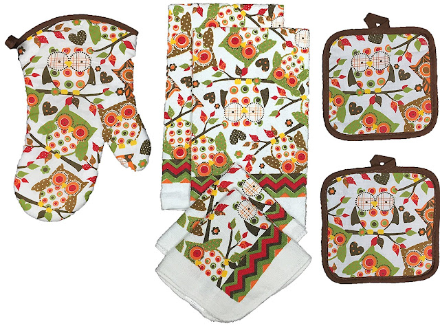 Owl Kitchen Towel Set-Great For Fall-Set Of 7 Whimsical Owl Store