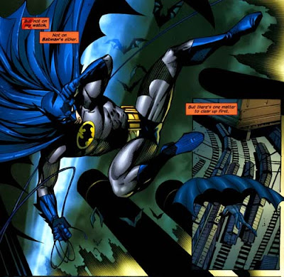 This is Tim Drake Robin dressed up in the classic blue and grey Batman