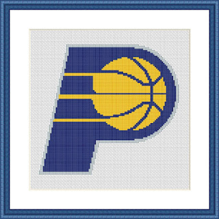 Indiana Pacers logo modern cross stitch pattern – Tango Stitch