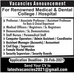 Hospital Jobs 2021 in Pakistan - Online Apply :- latestvacancies2021@gmail.com