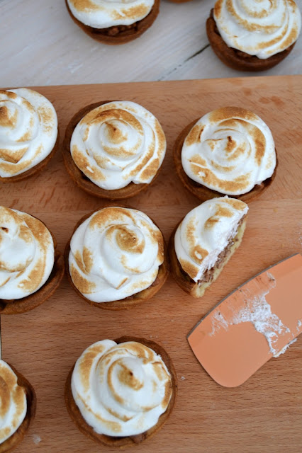 Puffed rice cereal and Nutella in a pie shell topped with toasted mallowy meringue 