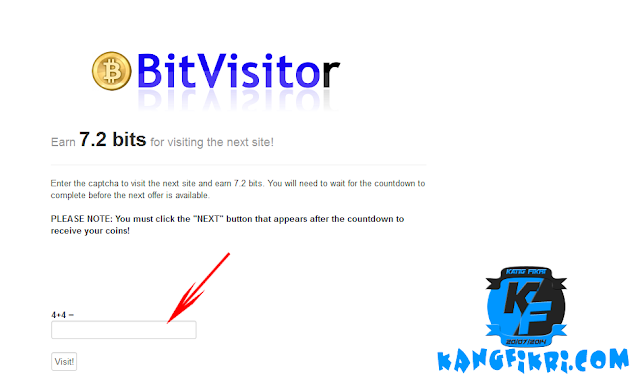 Cara Dapatkan BitCoin Gratis dari BitVisitor