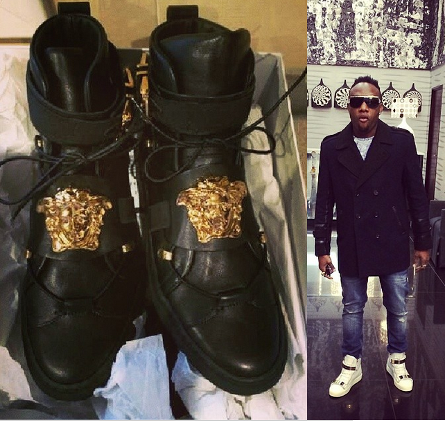 Kcee shows off his 200k Versace sneakers