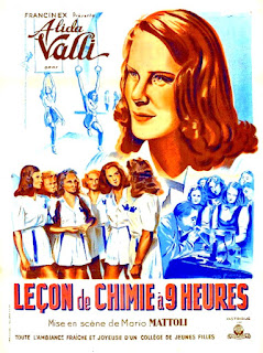 LEÇON DE CHIMIE À 9 HEURES. Francia. Cartel: 120 x 160 cms. Imprenta: Bedos et cie, París. A LAS NUEVE, LECCIÓN DE QUÍMICA. Ore 9: Lezione di chimica. 1941. Italia. Dirección: Mario Mattoli. Reparto: Alida Valli, Irasema Dilián, Andrea Checchi, Giuditta Rissone, Carlo Campanini, Ada Dondini, Carlo Micheluzzi, Sandro Ruffini.